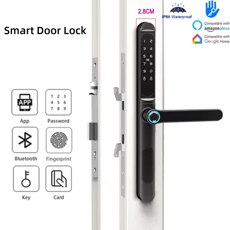 Glass Door Hinge - Smart Door Lock With Fingerprint/Password/IC Card/Key/Unlock